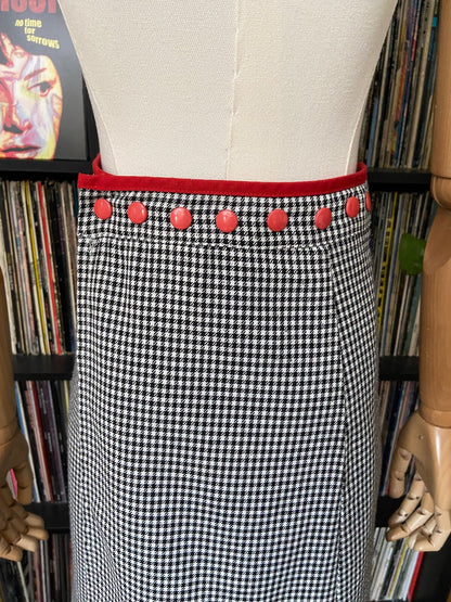 Vintage 1970s Black & White Houndstooth Apron Dress