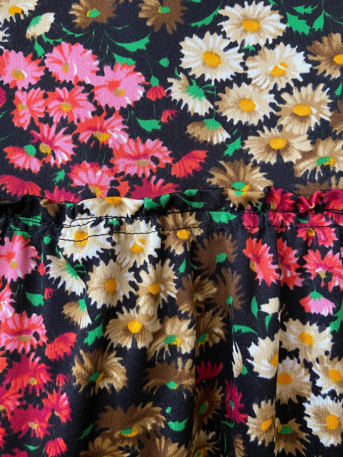 Vintage 1970s Burgundy Floral Maxi Skirt