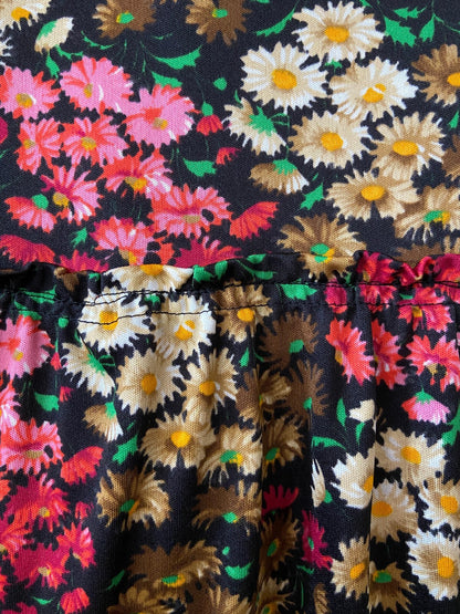 Vintage 1970s Burgundy Floral Maxi Skirt