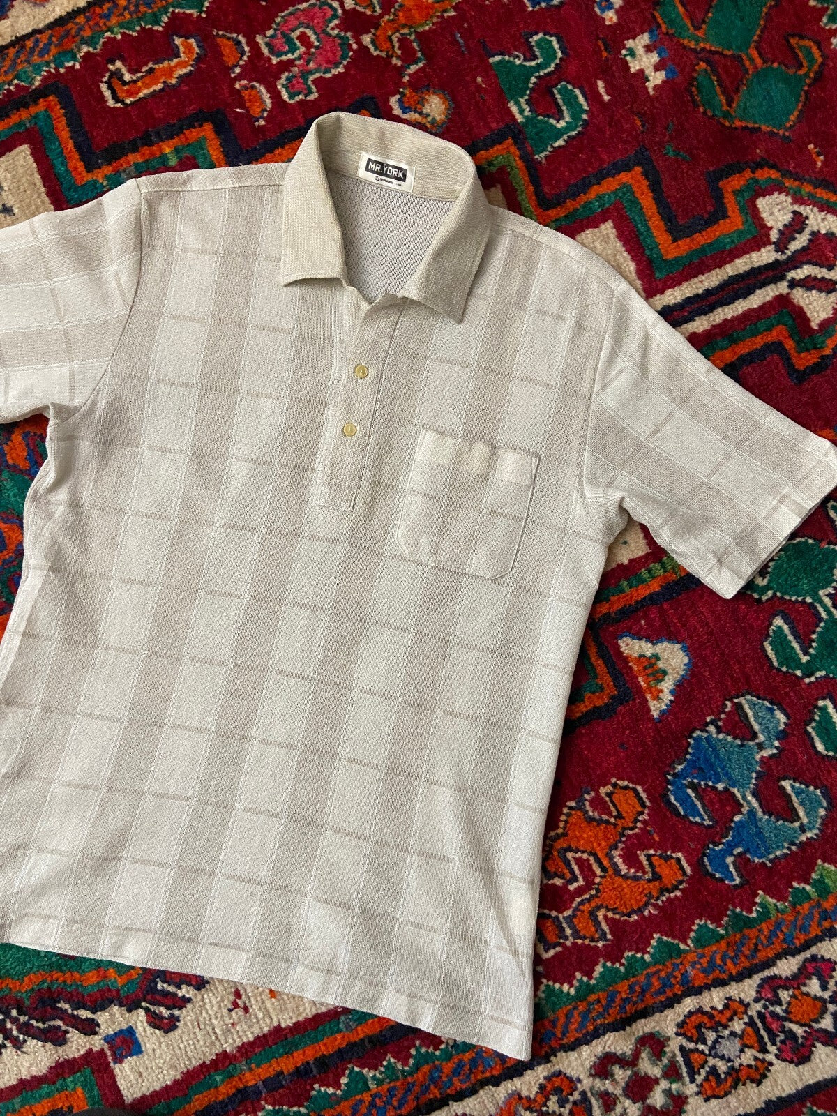 Vintage 1970s Japanese Fine Mesh Polo Shirt