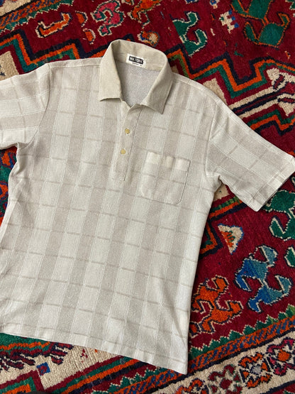 Vintage 1970s Japanese Fine Mesh Polo Shirt