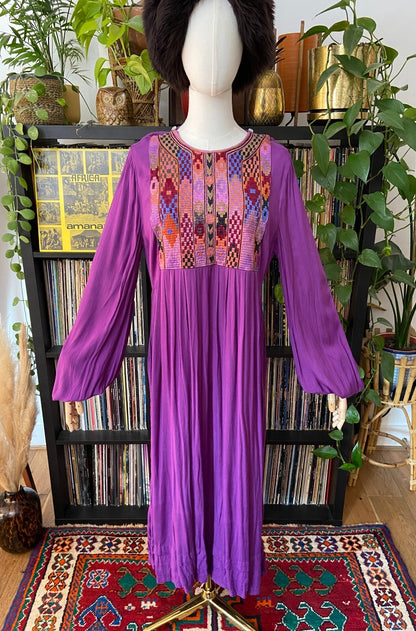Vintage 1970s Purple Afghan Maxi Dress
