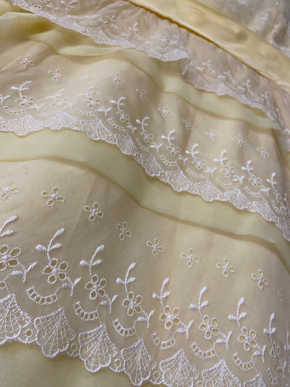 Vintage 1960s Pale Lemon Tiered Party Dress