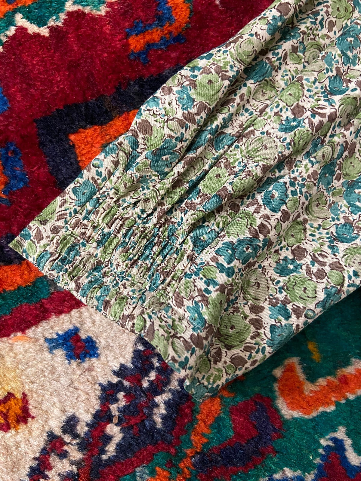 Vintage 90s Green Floral Tea Dress