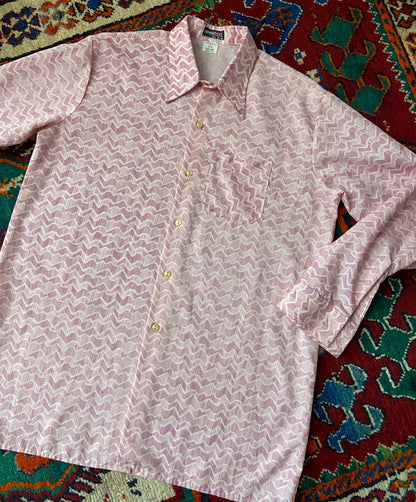 Vintage 1970s Zig-Zag Dagger Collar Shirt