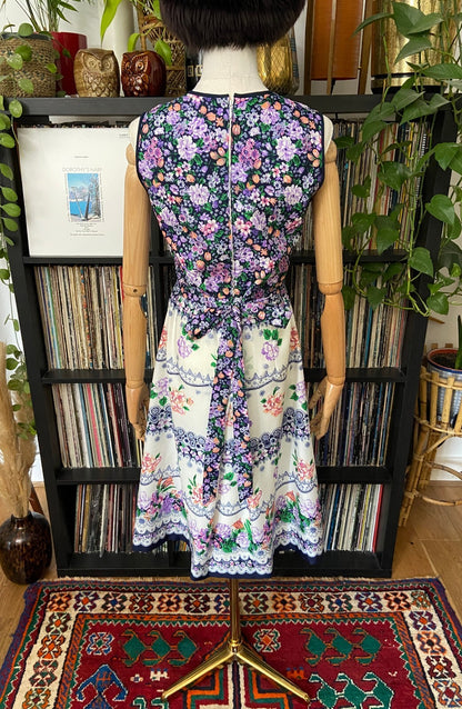 Vintage 1960s Sleeveless Floral Dress