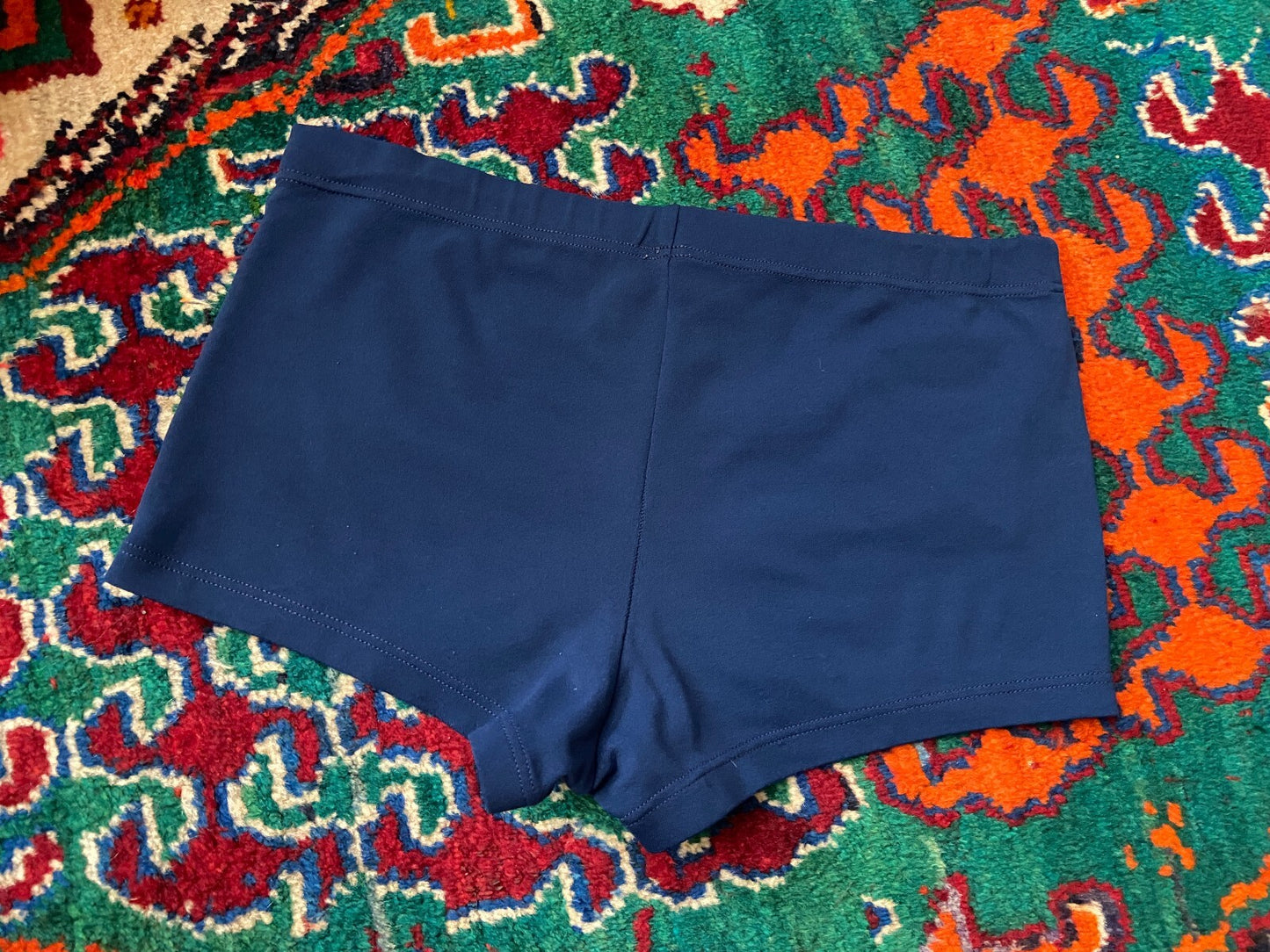 Vintage 1970s Navy Blue Zip Pocket Swim Shorts