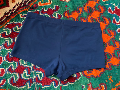 Vintage 1970s Navy Blue Zip Pocket Swim Shorts