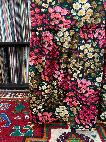 Vintage 1970s Burgundy Floral Maxi Skirt