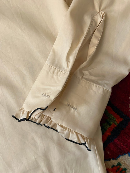 Vintage 1970s Beige After Six Ruffle Shirt