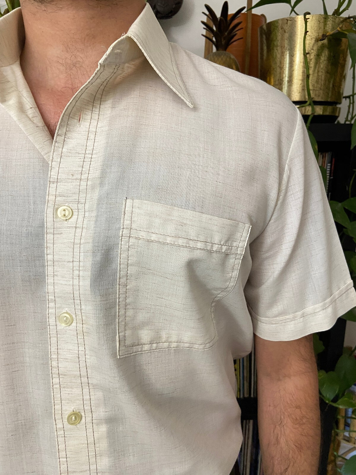 Vintage 1970s Beige St Michael Shirt
