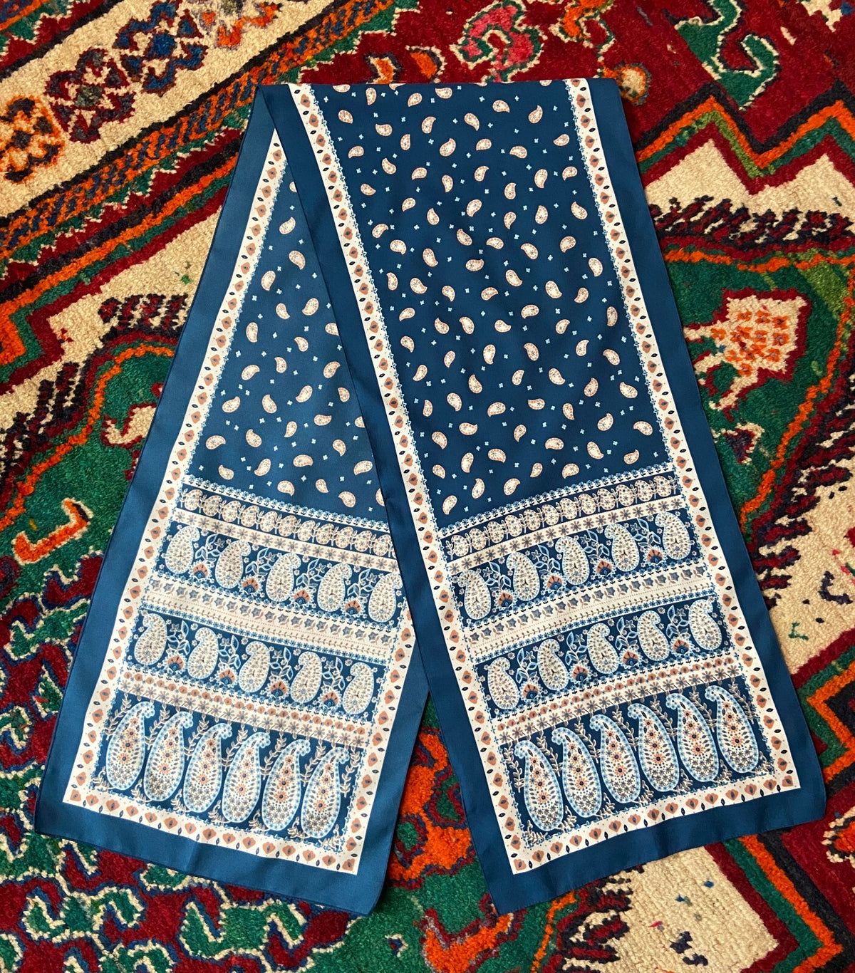 Vintage 1970s Navy Paisley St Michael Scarf