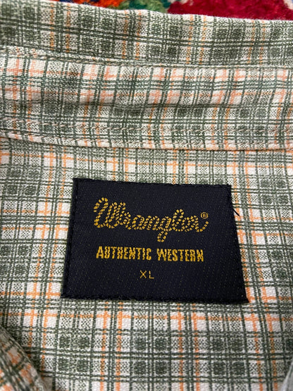 Vintage 90s Green Linen Wrangler Shirt