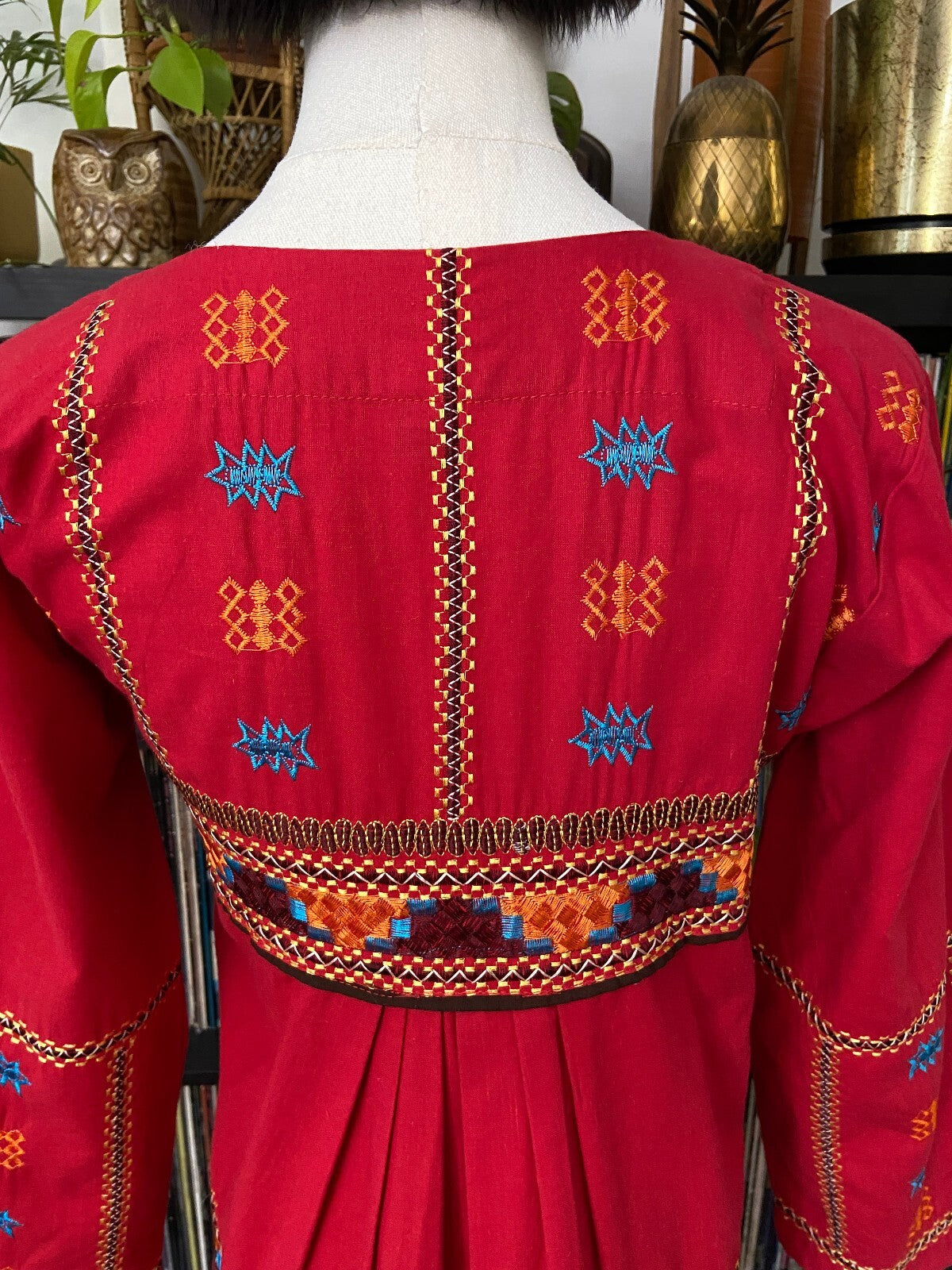 Vintage Red Embroidered Afghan Dress