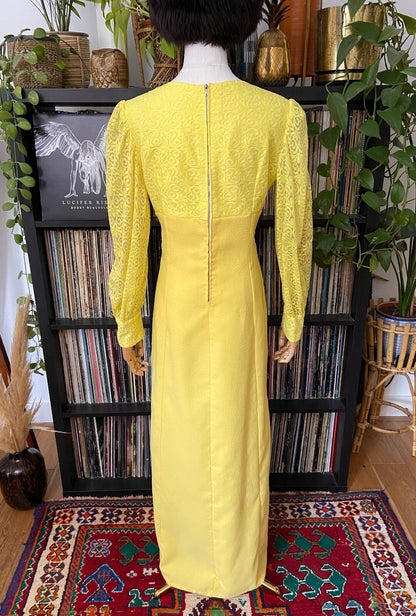 Vintage 1970s Bright Yellow Maxi Dress