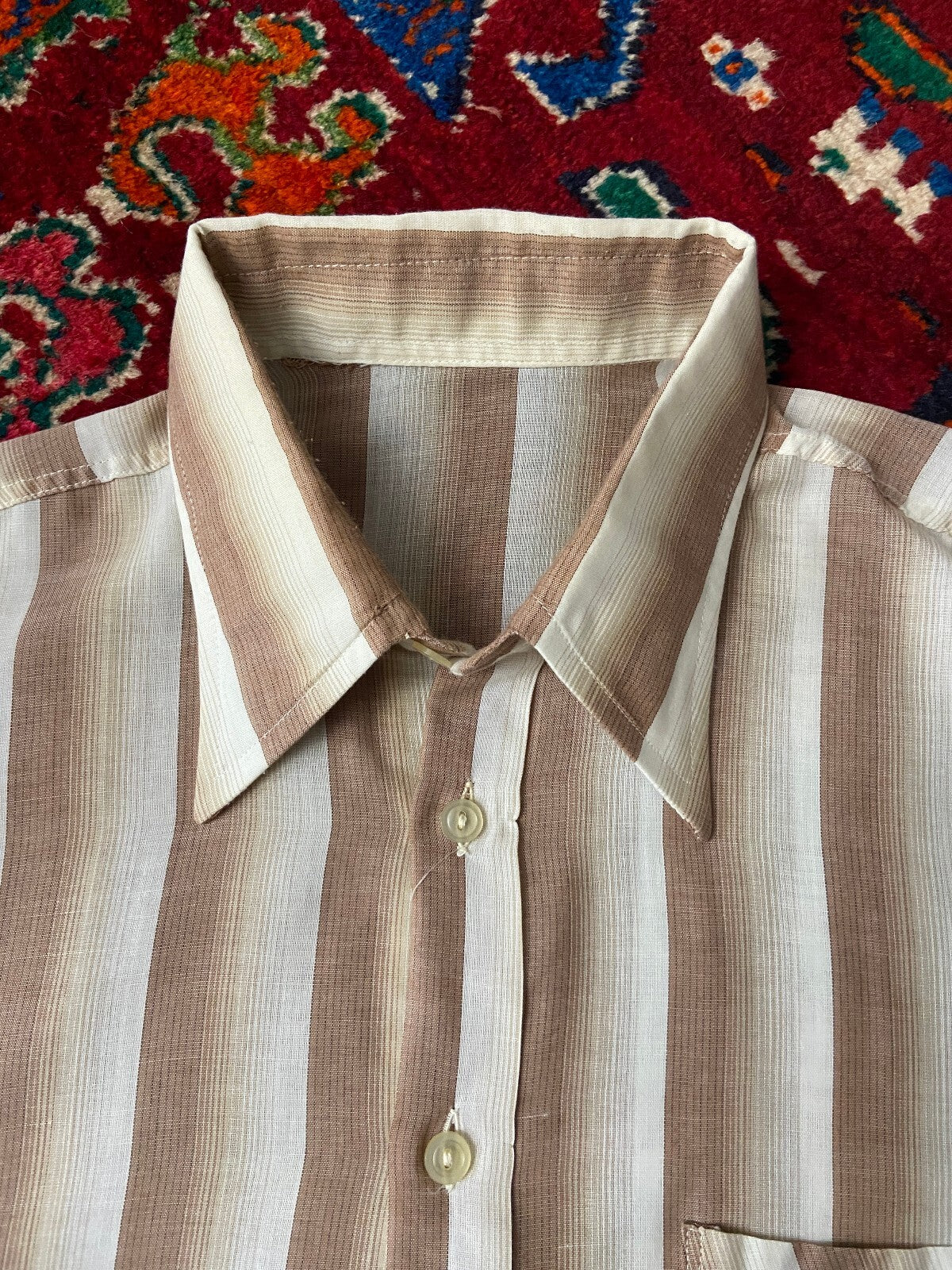 Vintage 1970s Striped Dagger Collar Shirt
