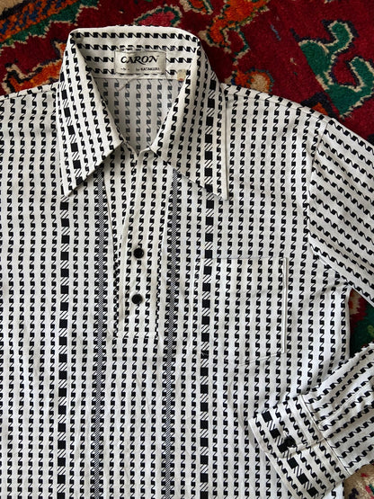 Vintage 1970s Japanese Geometric Patterned Jersey Top