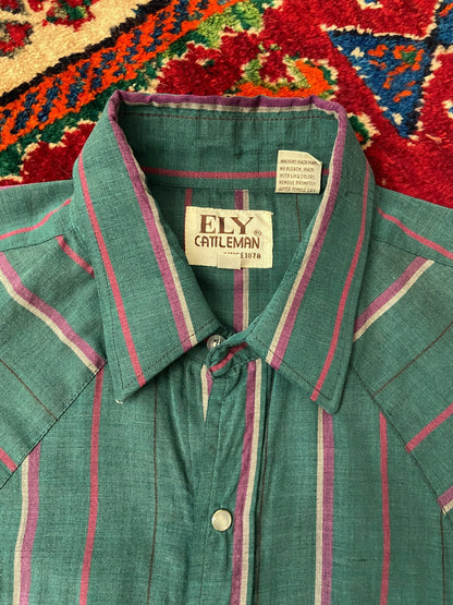 Vintage 90s Green Ely Western Shirt