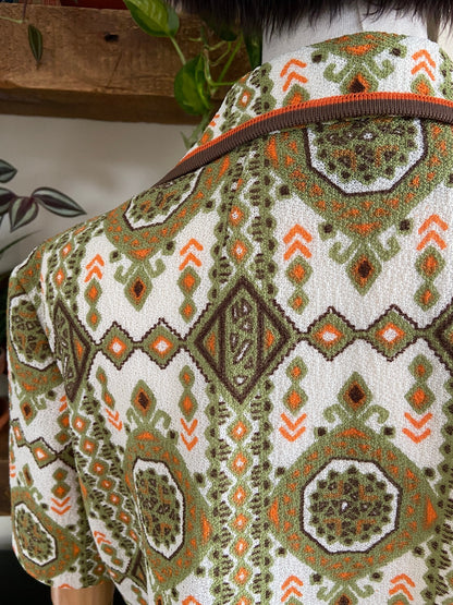 Vintage 1970s Short Sleeve Mosaic Print Shirt