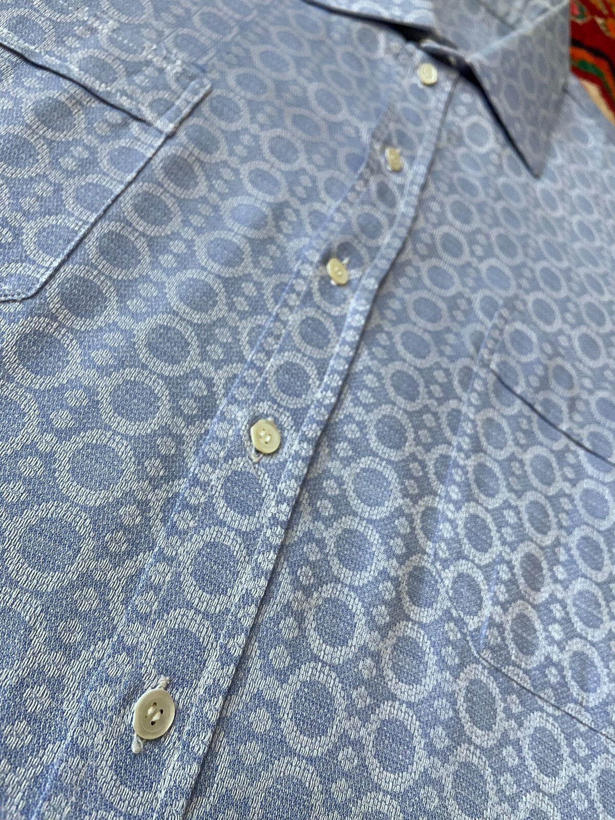 Vintage 1970s Pale Blue Woven Pattern Shirt