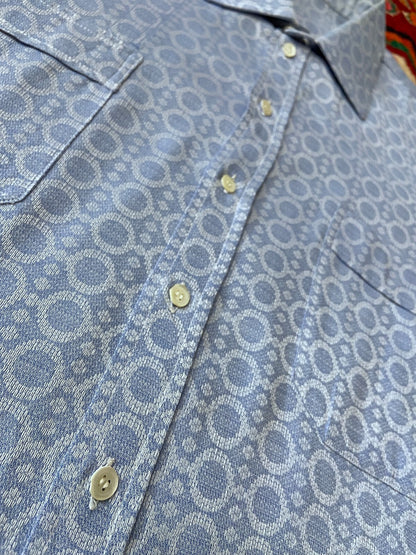 Vintage 1970s Pale Blue Woven Pattern Shirt