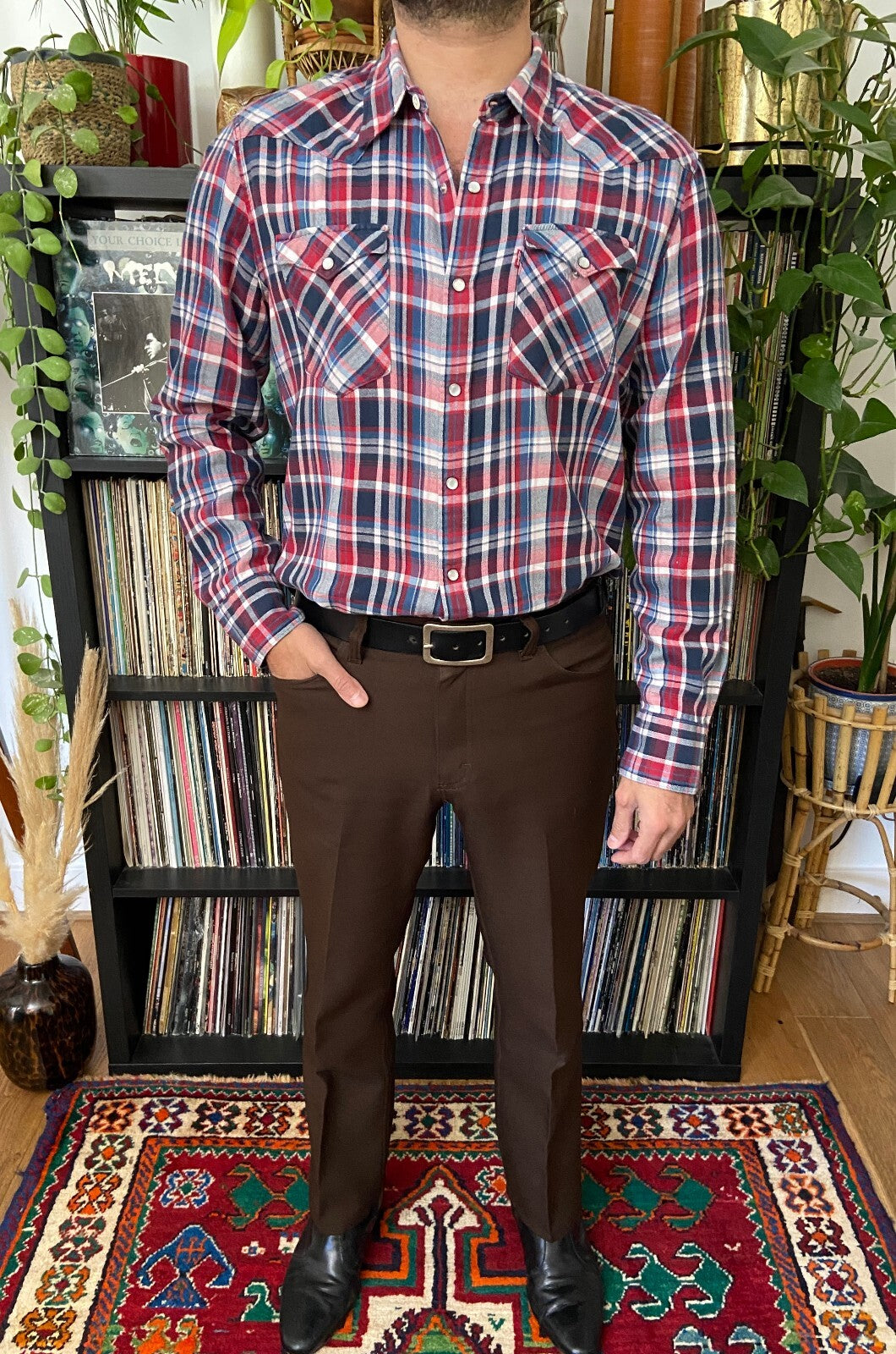Vintage 90s Red & Navy Levi's Western Shirt