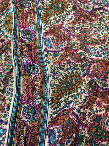 Vintage 1970s Paisley Indian Block Print Scarf