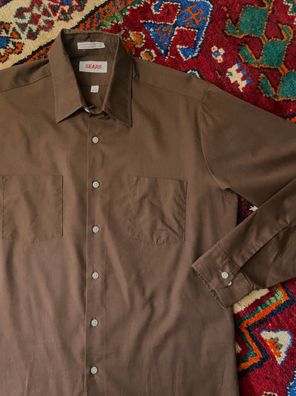 Vintage 1980s Chocolate Brown Sears Shirt