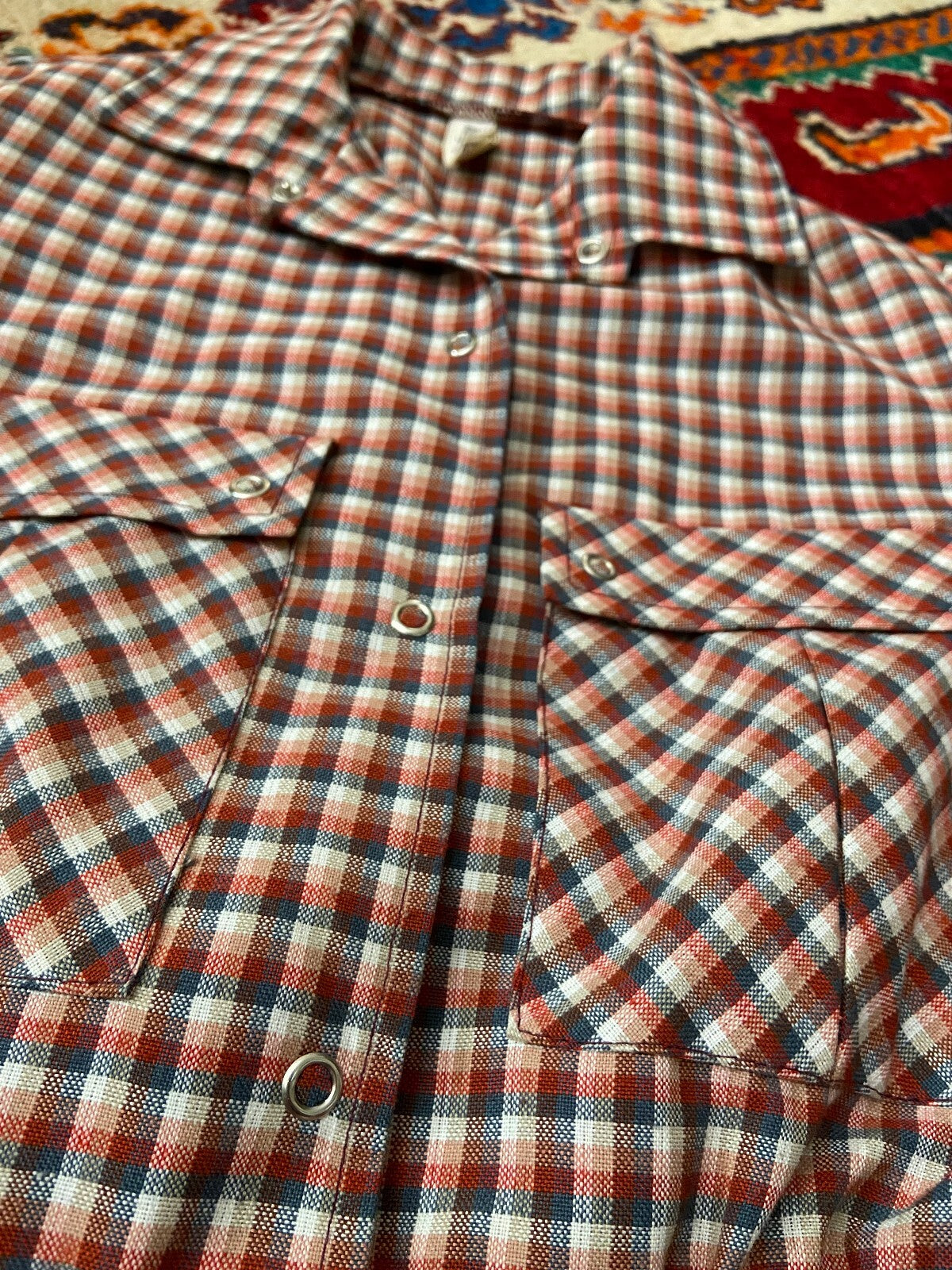 Vintage 1970s Red Check Shirt Dress