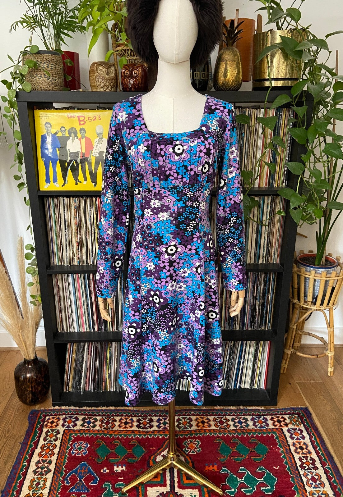 Vintage Y2K Square Neck Flower Power Dress