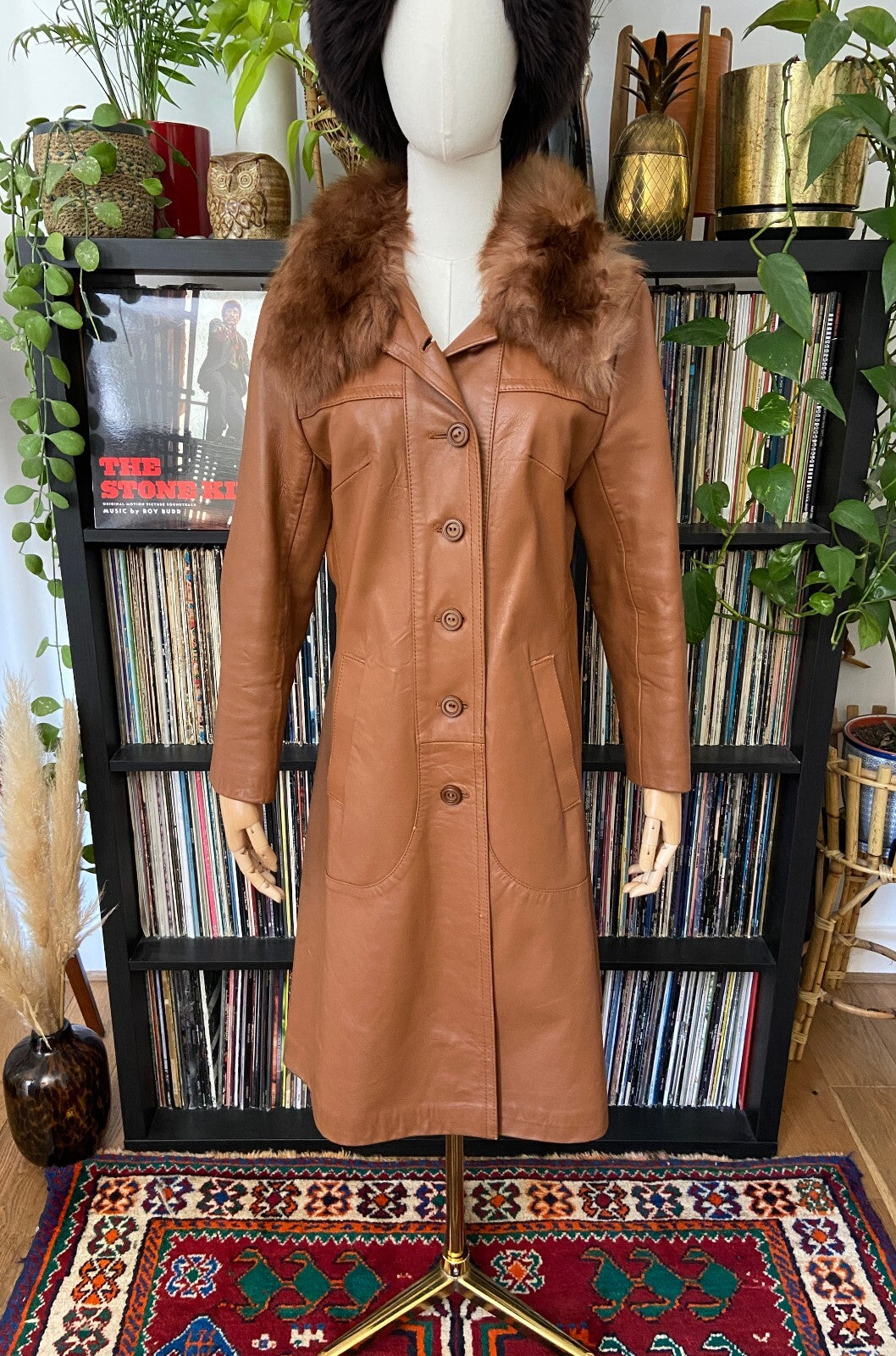 Vintage 1970s Tan Leather Penny Lane Coat