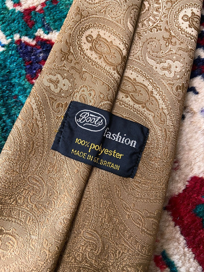 Vintage 1970s Tan Paisley Kipper Tie