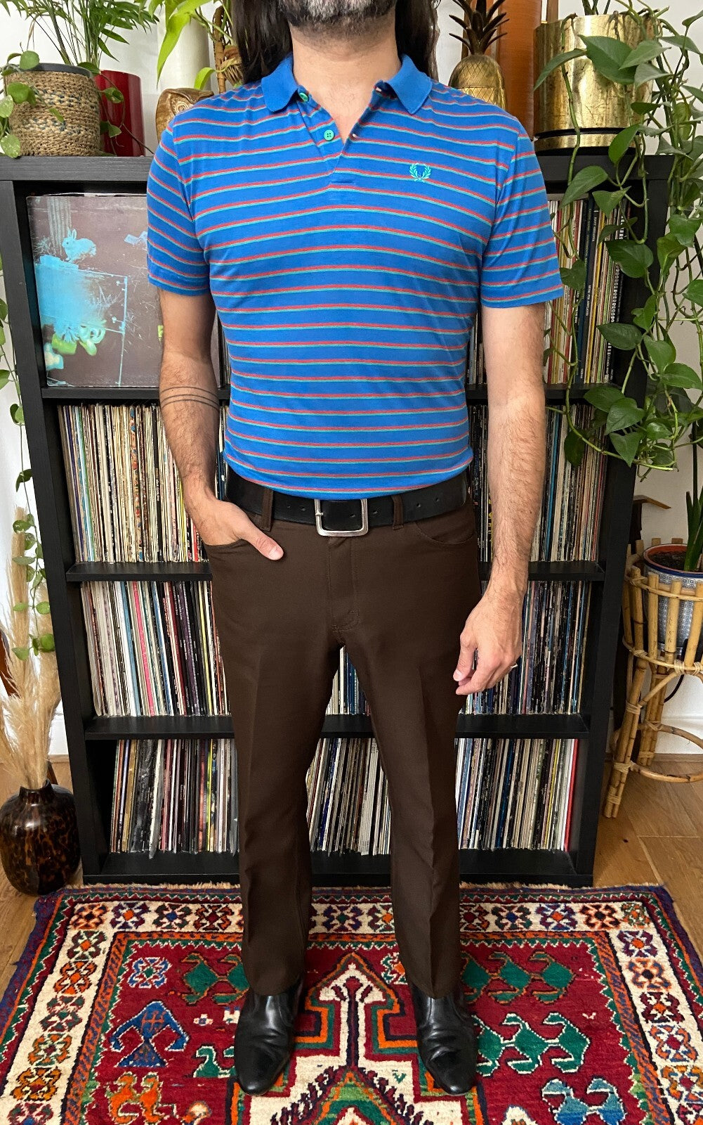 Vintage 1970s Striped Fred Perry Polo Top