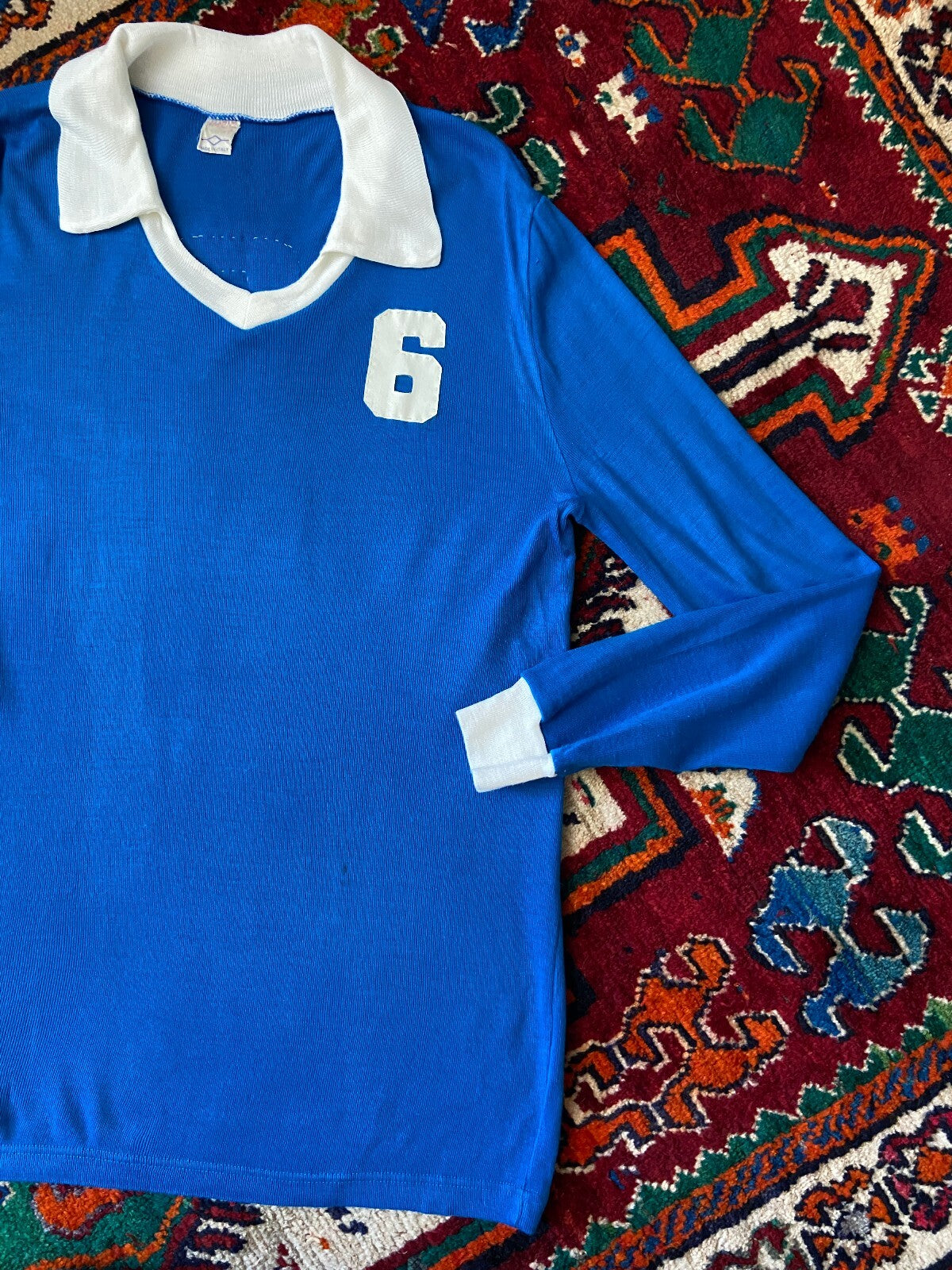Vintage 1970s Collared Blue Football Jersey Number 6