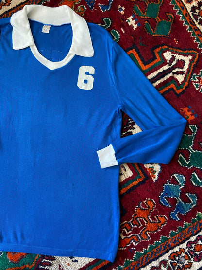 Vintage 1970s Collared Blue Football Jersey Number 6