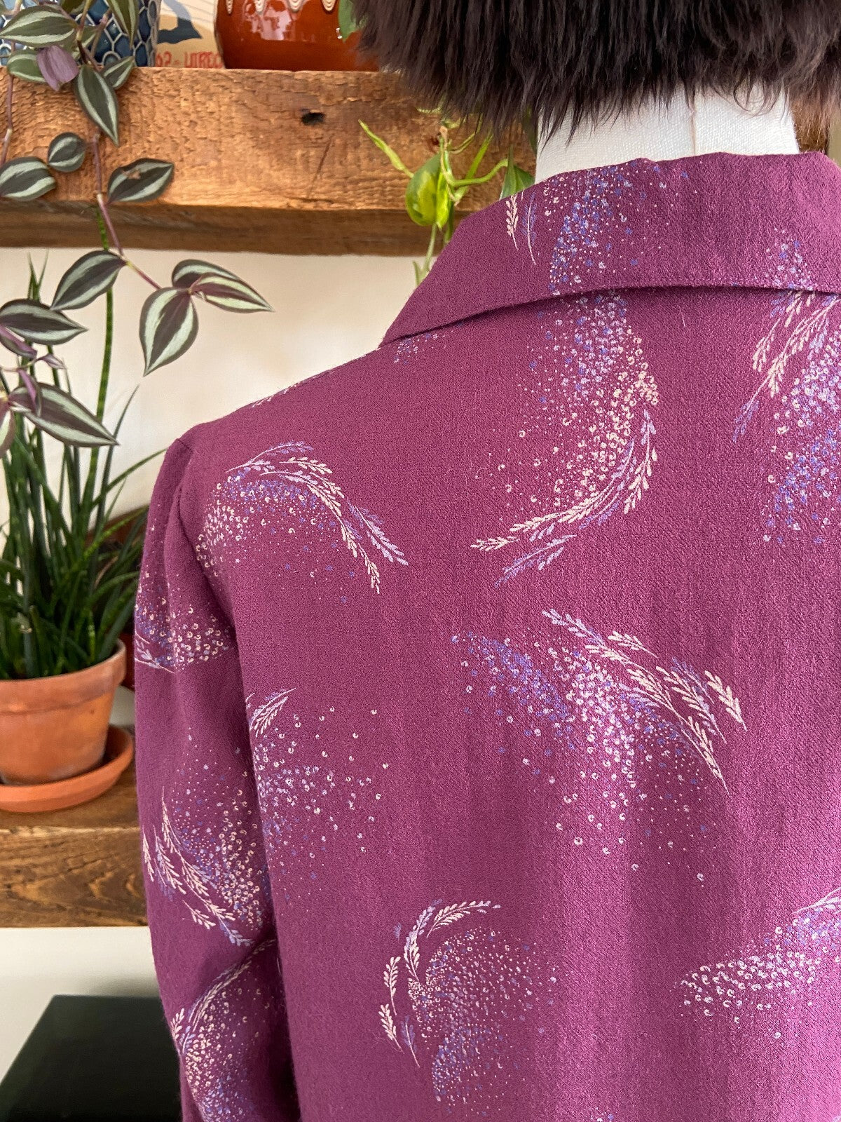 Vintage 1970s Purple Printed Shirt