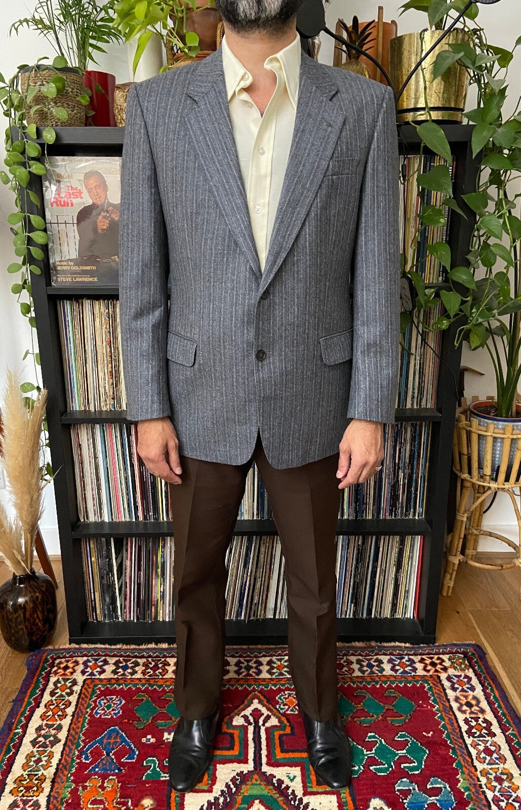 Vintage 90s Grey Pinstripe Blazer Jacket