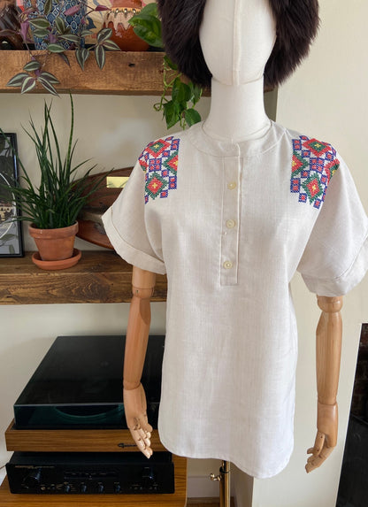 Vintage 1970s Polish Embroidered Folk Tunic