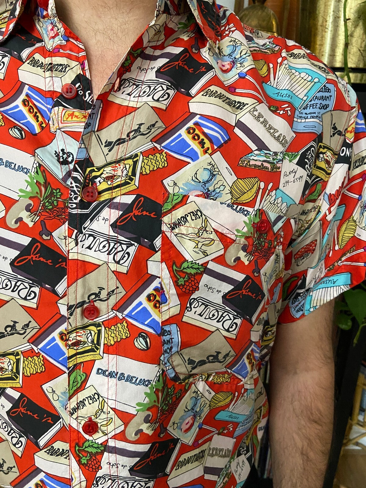 Vintage 1980s Matchbox Print Silk Shirt