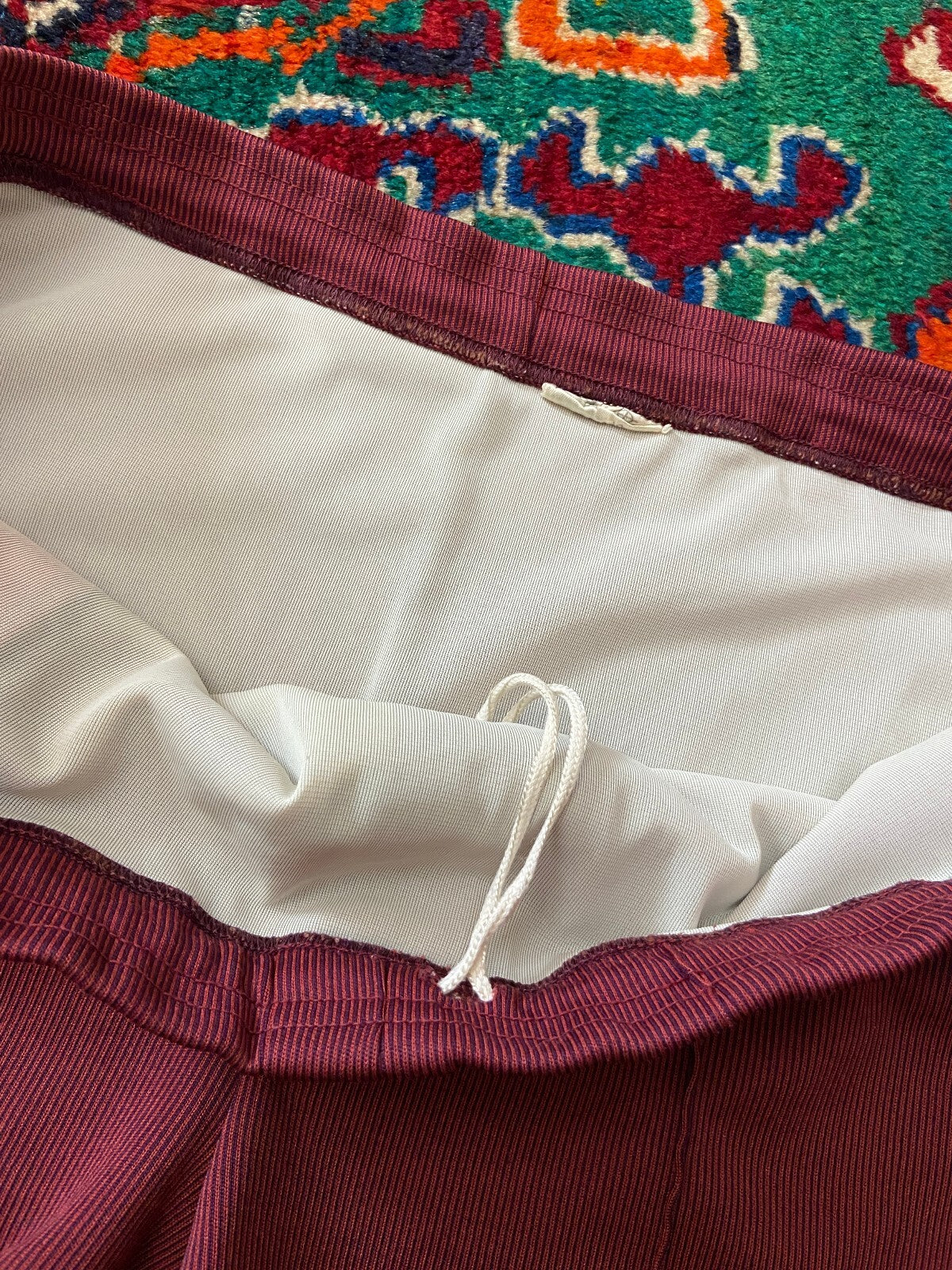 Vintage 1970s Burgundy Stripe Swim Shorts