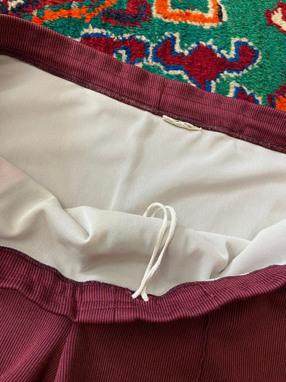Vintage 1970s Burgundy Stripe Swim Shorts