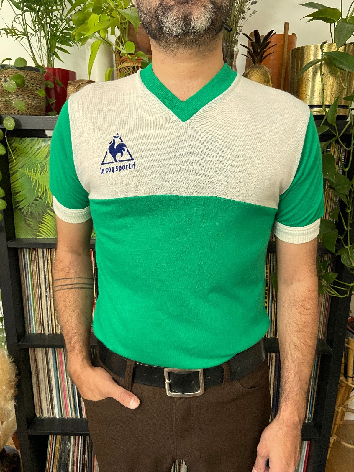 Vintage 1970s Green Le Coq Sportif Football T-Shirt