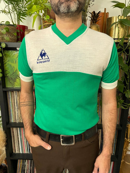 Vintage 1970s Green Le Coq Sportif Football T-Shirt