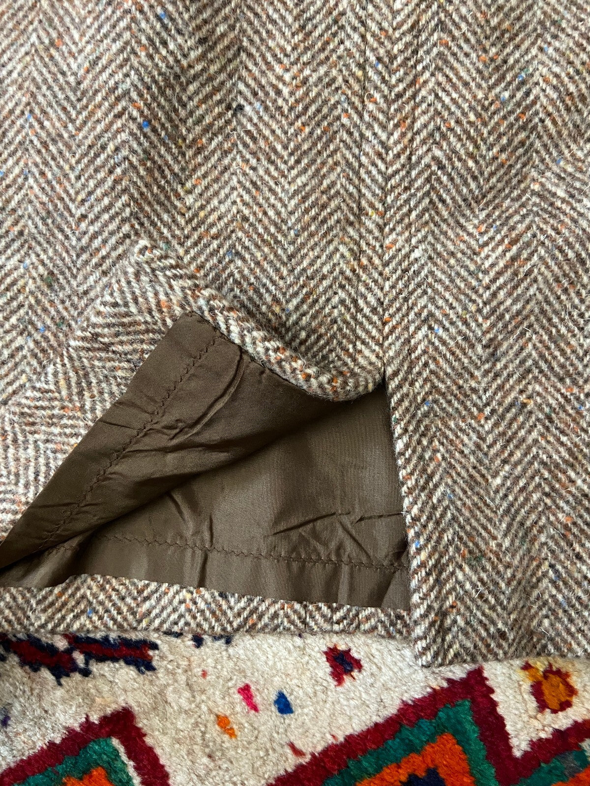 Vintage 1970s Beige Tweed Pencil Skirt