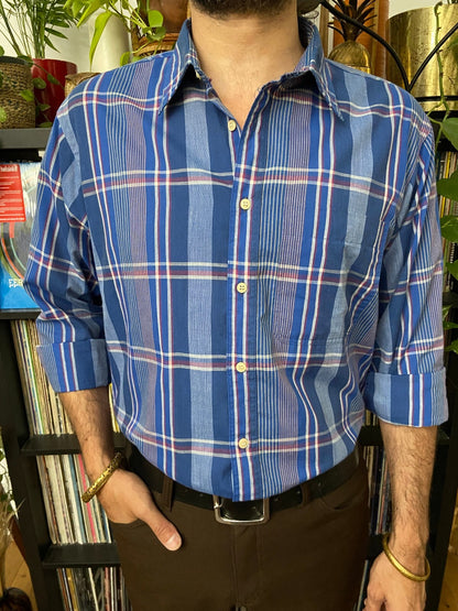 Vintage 1970s Blue Checked Shirt