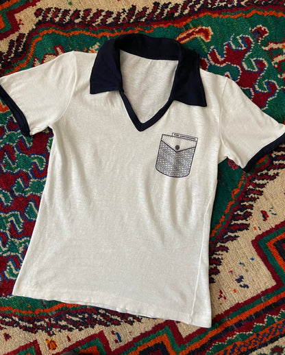 Vintage 1970s Italian Collared T Shirt