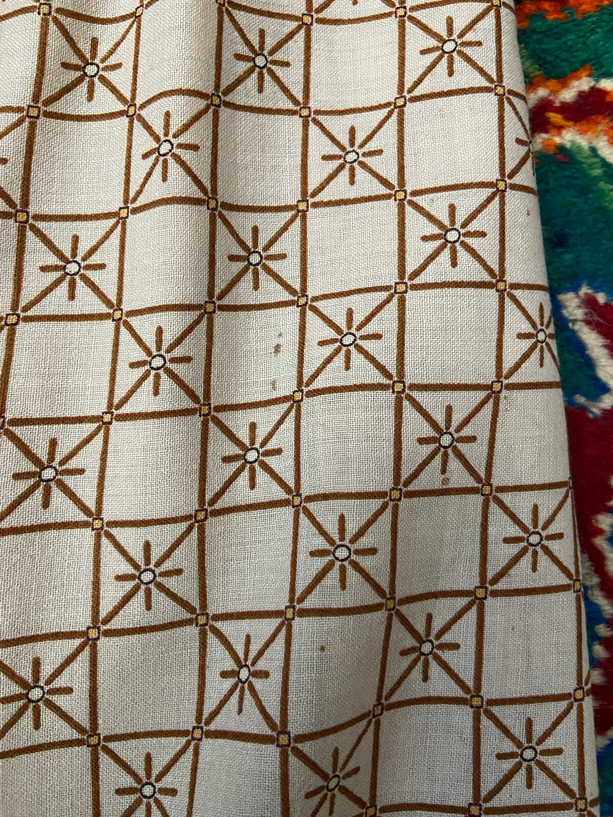 Vintage 1970s Beige Geometric Print Skirt