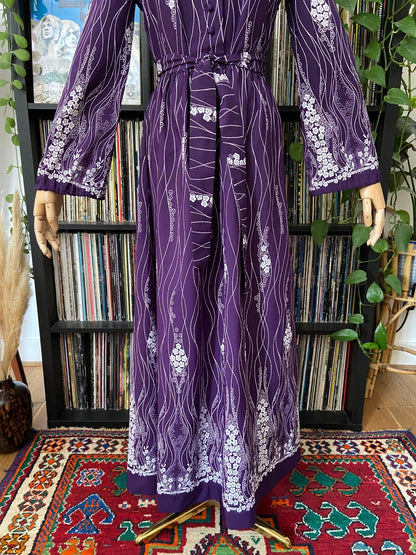 Vintage 1970s Purple Medieval Revival Maxi Dress