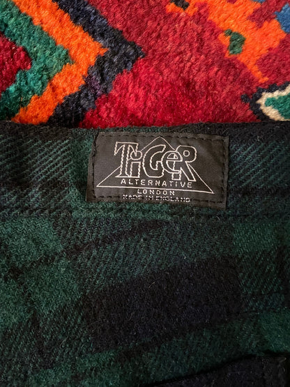 Vintage 1980s Navy & Green Tartan Hot Pants