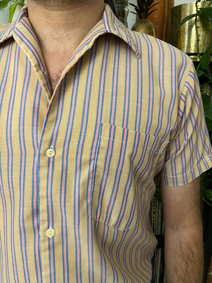 Vintage 1970s Striped Camp Collar Shirt